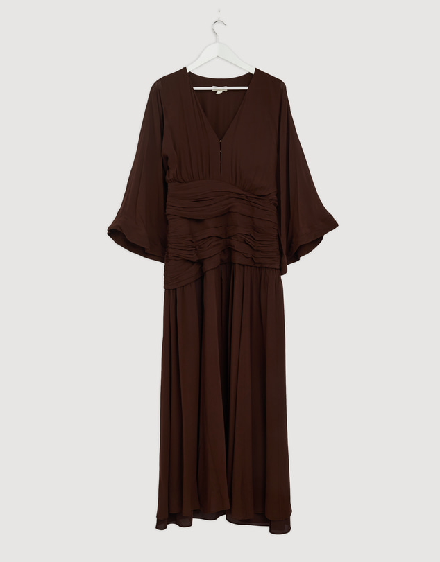 Revibe - Repaired Shona Joy Amina Balloon Sleeve Plunged Maxi Dress - AU 12