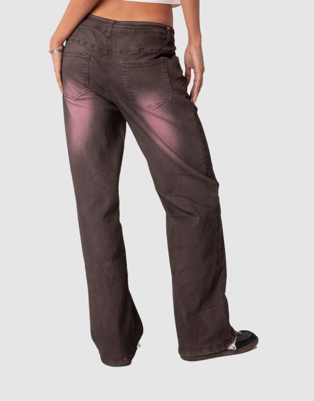 EDIKTED - Quinny Pink Washed Low Rise Jeans