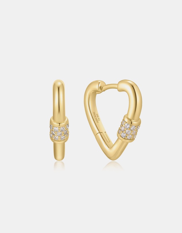 Ania Haie - Gold Heart Clasp Huggie Earrings