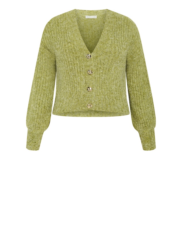 City Chic - Plus size Kiara V Neck Cardigan - matcha