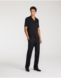 Calibre - Animal Jacquard Silk Short Sleeve Shirt Black