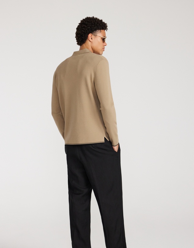 Calibre - Tipped Edge Long Sleeve Polo Sand