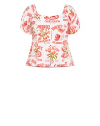 City Chic - Dreamer Cherry Print Corset Top