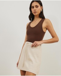 Atmos&Here - Tenley Linen Blend Drawstring Mini Skirt