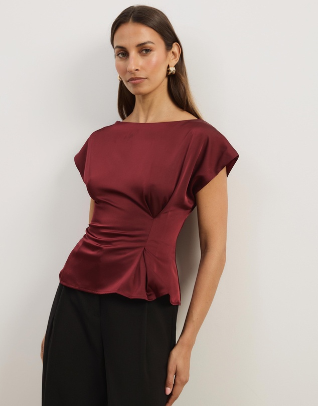 Atmos&Here - Aureline Satin Boat Neck Top