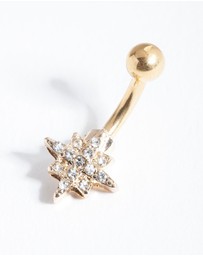 Lovisa - Gold Starburst Surgical Steel Belly Bar