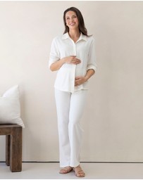Angel Maternity - Deanna 2-piece Maternity Lounge Wear Set in White
