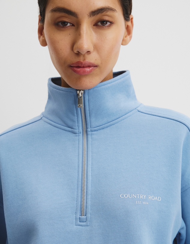Country Road - Australian Good Earth Cotton Zip Neck Sweat