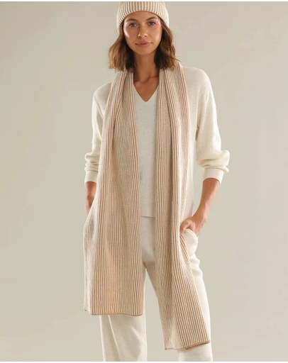 Morgan & Taylor - Sarina Rib Knit Scarf in Beige