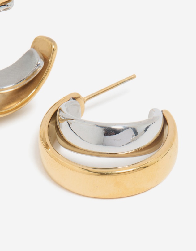 Lovisa - Waterproof Mixed Metal Plated Stainless Steel Smooth Circle Open Hoop Earrings