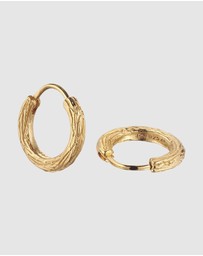 Kuzzoi - ICONIC EXCLUSIVE - Earrings Hoops Men Textured Design 925 Sterling Silver Gold-Plated