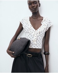 M.N.G - Polka-Dot Blouse With Ruffles