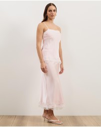 Atmos&Here - Paris Lace Satin Midi Skirt