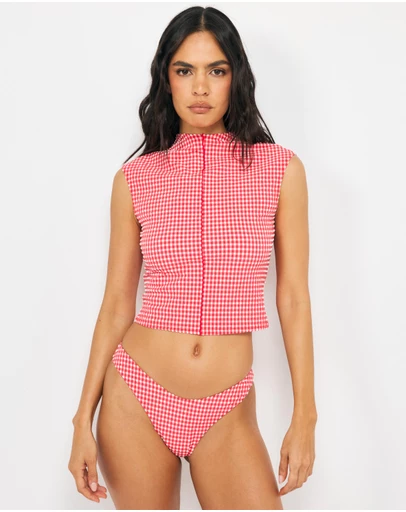 AERE - Sienna Gingham Swim Top
