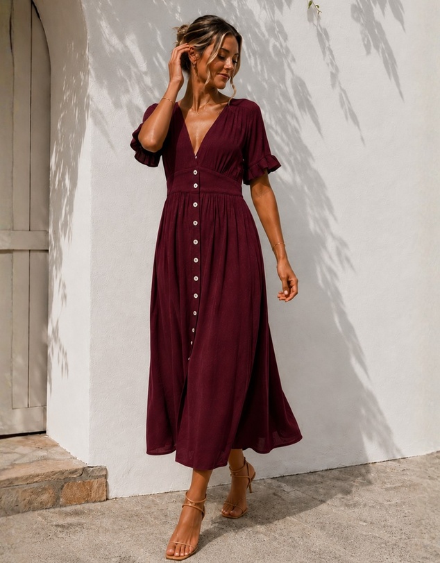 Esther & Co - Korbela Dress - Bordeaux