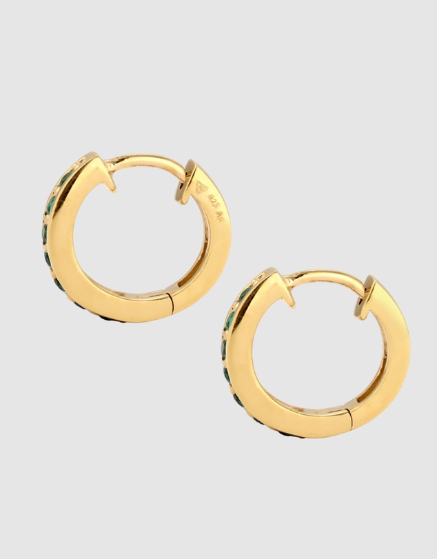 Elli Jewelry - Emerald Hoop Earrings in Gold-Plated 925 Silver