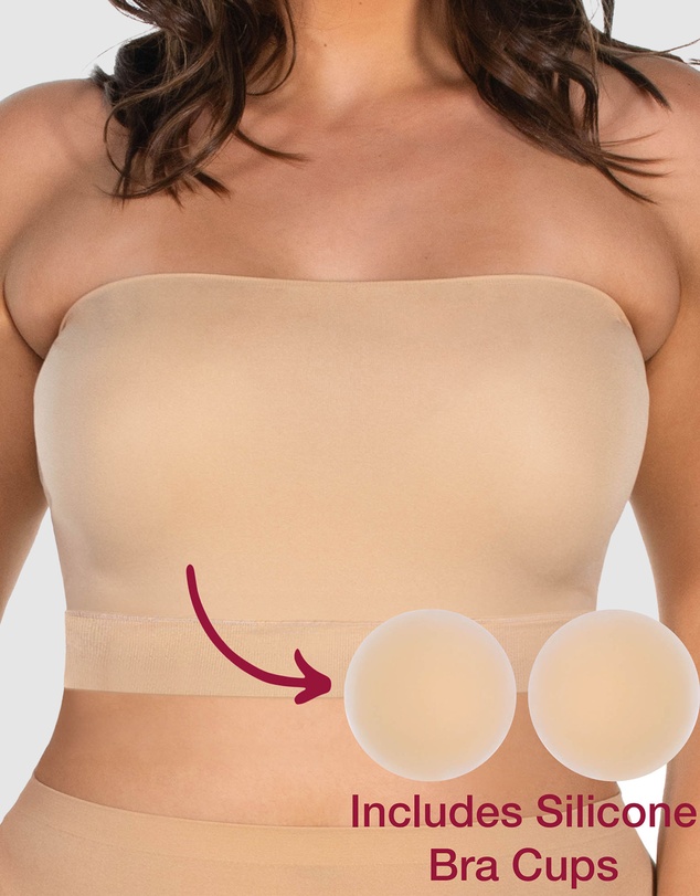 B Free Intimate Apparel - Sleek Bandeau Top with Silicone Bra Pads (A-B- C-D-DD) Cup