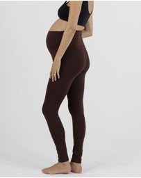 Angel Maternity - Basic Cotton Maternity Leggings In Chocolate Brown
