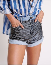 ONE TEASPOON - Railed Sequin Bandits High Waist Denim Shorts