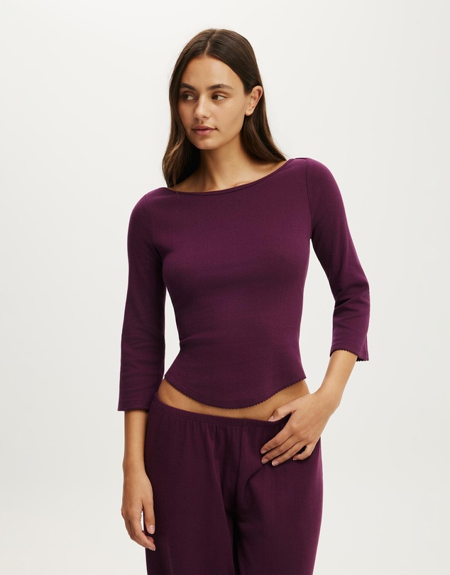 Cotton On Body - Dreamy Soft Pointelle 3/4 Long Sleeve Top