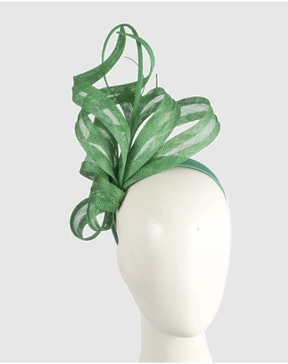 Max Alexander - Tall Green Sinamay Fascinator