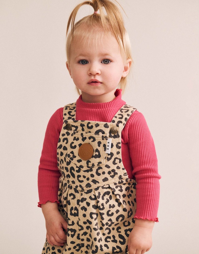 Huxbaby - Leopard Print Denim Overalls - Babies