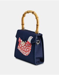 Wolf - Wolf Evie Collection Small Bag with Navy Bird Print