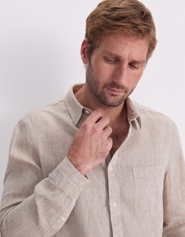 Sportscraft - Long Sleeve Linen Yarn Dyed Shirt
