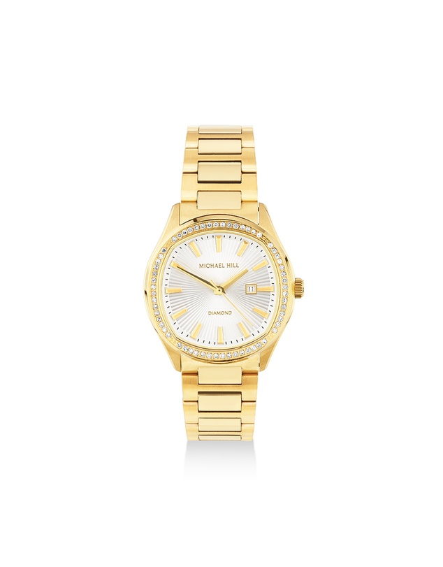 Michael Hill - Ladies 0.40 Carat TW Diamond Quartz Watch in Yellow Gold Tone Stainless Steel