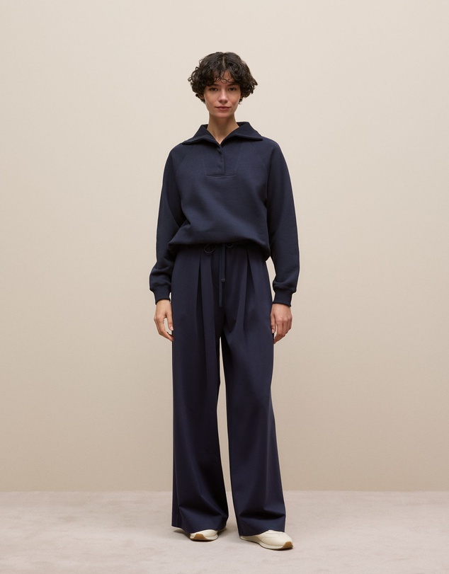 Trenery - Button Neck Sweat in Night Sky