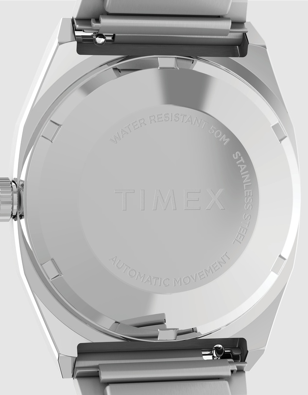 TIMEX - Mens Automatic Reissue Rounded Square 34mm Silver-tone Dial with Stainless Steel Strap