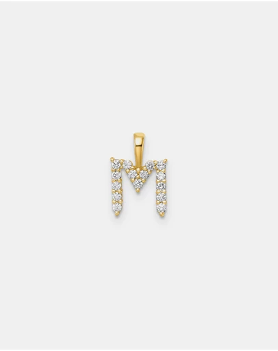 Zoe Olivia - 9K Gold Lab Grown Diamond Initial M Pendant