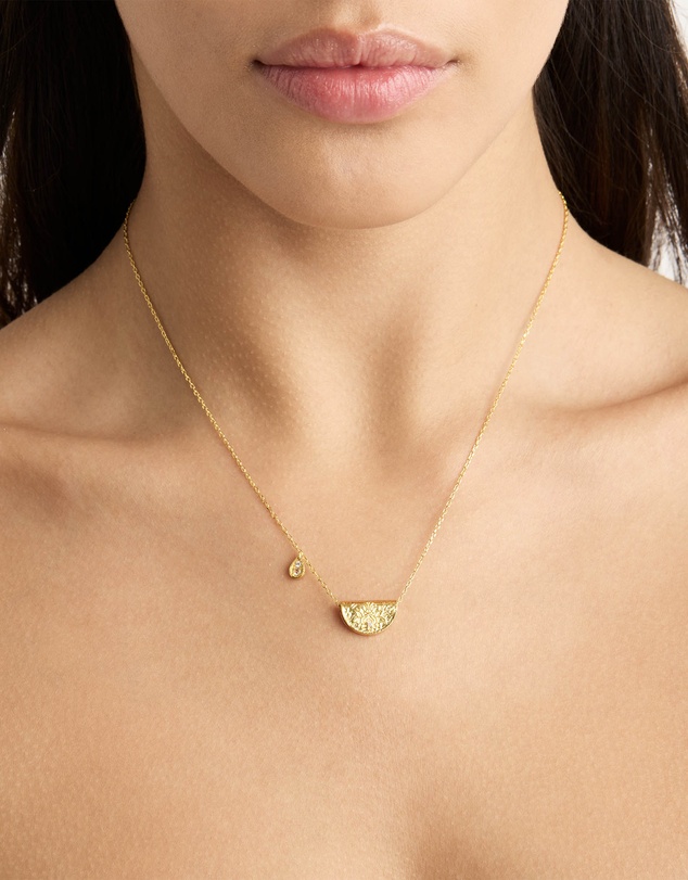 By Charlotte - Gold Lotus Birthstone Necklace - June