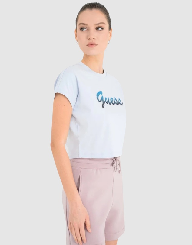 GUESS - Short Sleeve Script Crop Tee
