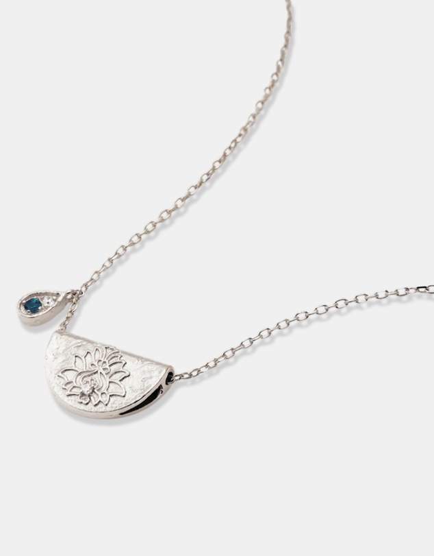 By Charlotte - Lotus Birthstone Necklace - December - Blue Topaz