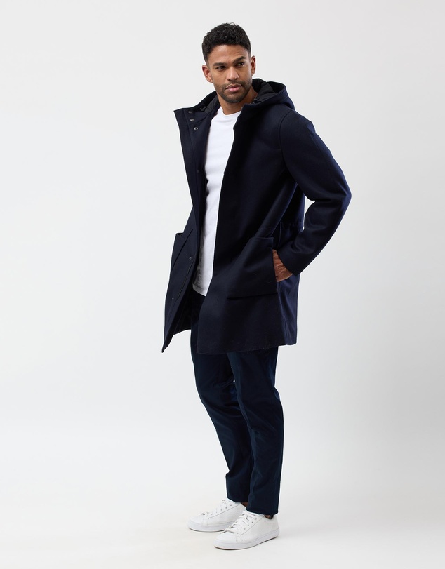 Brooksfield - Hooded Wool Blend Overcoat