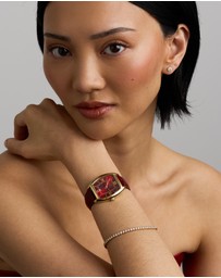 Michael Hill - Gold-Tone Lunar New Year Watch with Red Leather Strap