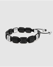 Nialaya Jewellery - The CZ Flatbead Collection - Black Onyx and Silver
