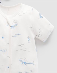 Purebaby - 2 Pack Short Zip Growsuit -Babies
