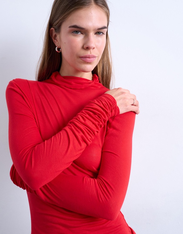 TOPSHOP - High Neck Viscose LS Top