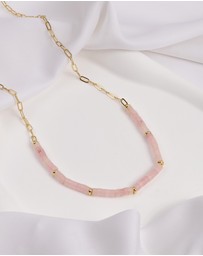 Wanderlust + Co - Rose Quartz Blush Gold Necklace