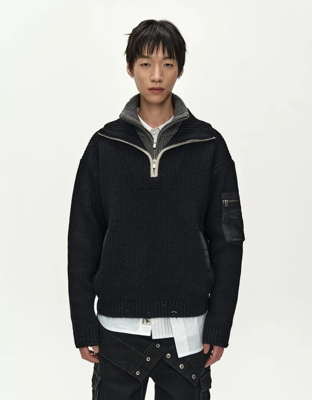 Andersson Bell - Double Layered Quarter Zip-Up Sweater