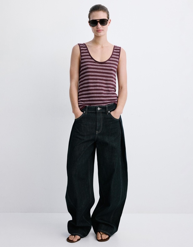 M.N.G - Linen Top with Round Neckline