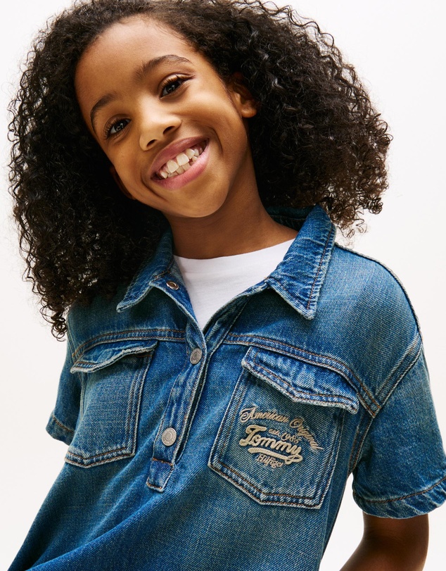 Tommy Hilfiger - Logo Embroidery SS Denim Dress - Teens