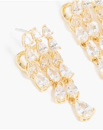 Lovisa - Gold Plated Cubic Zirconia Teardrop Triple Drop Earrings