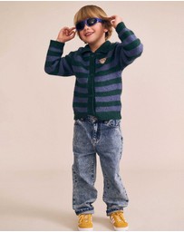 Huxbaby - Classic Stripe Collar Knit Cardigan - Babies