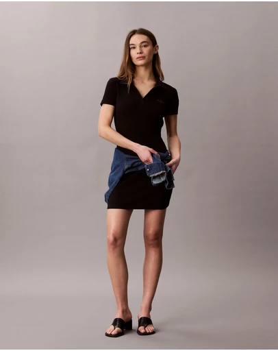 Calvin Klein Jeans - Monologo Ribbed Polo Dress