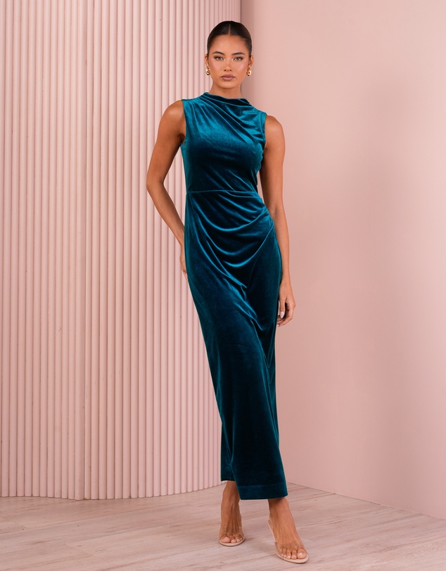 Azzurielle - Moriah High Neck Maxi Gown