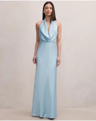Forever New - Becca Cowl Halter Neck Satin Gown