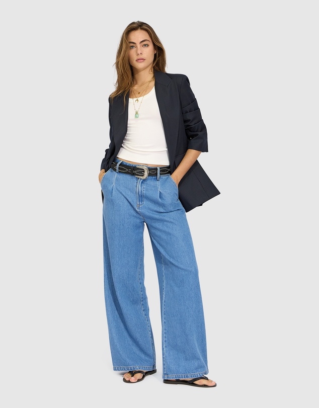 Belle & Bloom - Ready For Your Love Denim Washed Wide Leg Pant